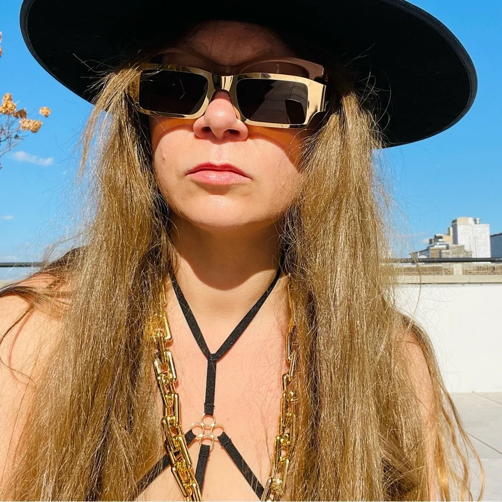 Futuristic Metallic Narrow Sunglasses